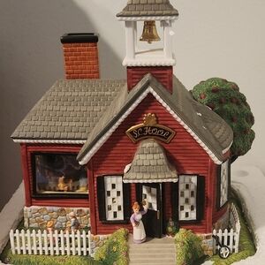 PartyLite Red and Gray Schoolhouse Candle Holder